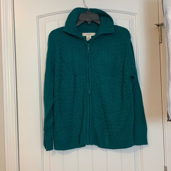 Teal zipper sweater - Picture 2 of 2